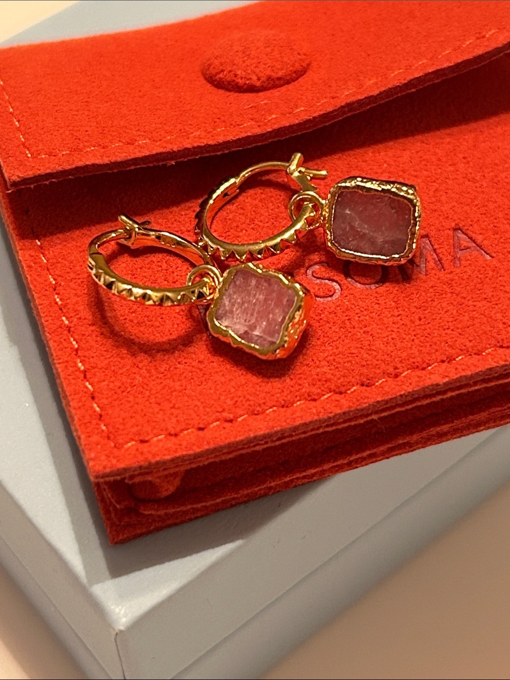 Missoma Mini Pyramid Charm Hoop Earrings, NIB
